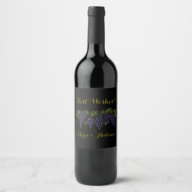 Purple Grapes, Classy Wine Label (4" x 3.5") (Front)