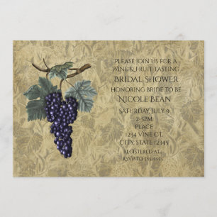 Purple Grapes Fruit Wine Tasting Party Invitation