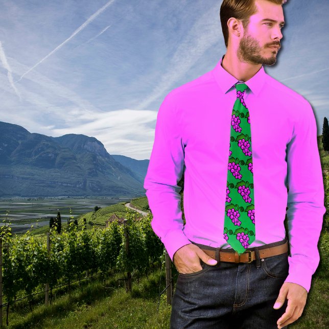 Purple grapes in green pattern tie (Creator Uploaded)