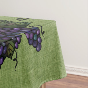 Purple Grapes, Lovely Cotton Tablecloth, 52"x70" Tablecloth