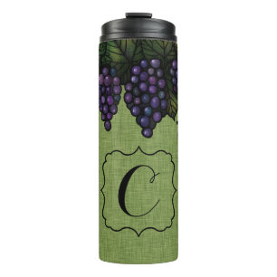 Purple Grapes, Monogram, Custom Thermal Tumbler