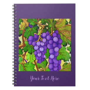 Purple Grapes on a Grapevine Notebook