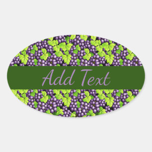 Purple Grapes on a Vine  Oval Sticker