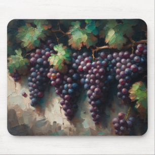 Purple Grapes on the Vine Oil Painting Mouse Mat