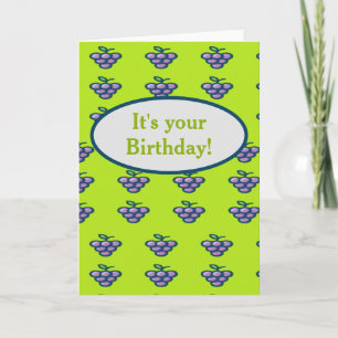 Purple grapes pattern on green card