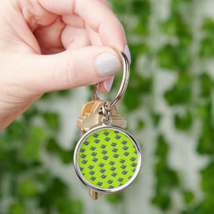 Purple grapes pattern on green key ring