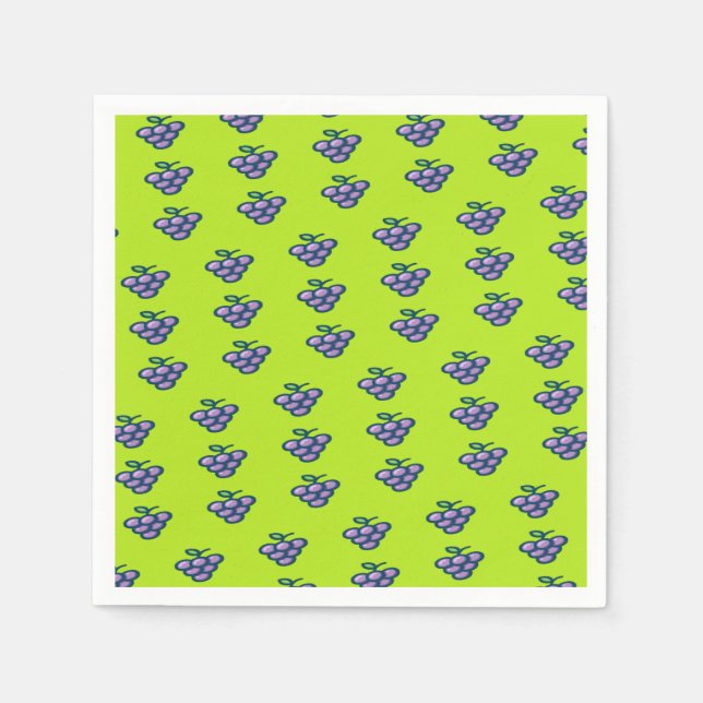Purple grapes pattern on green napkin (Front)