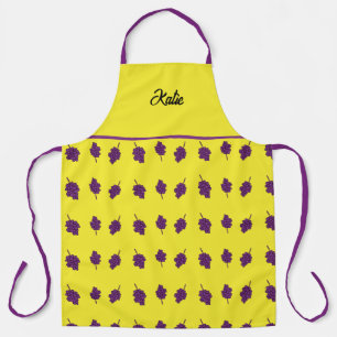 Purple grapes personalised yellow apron