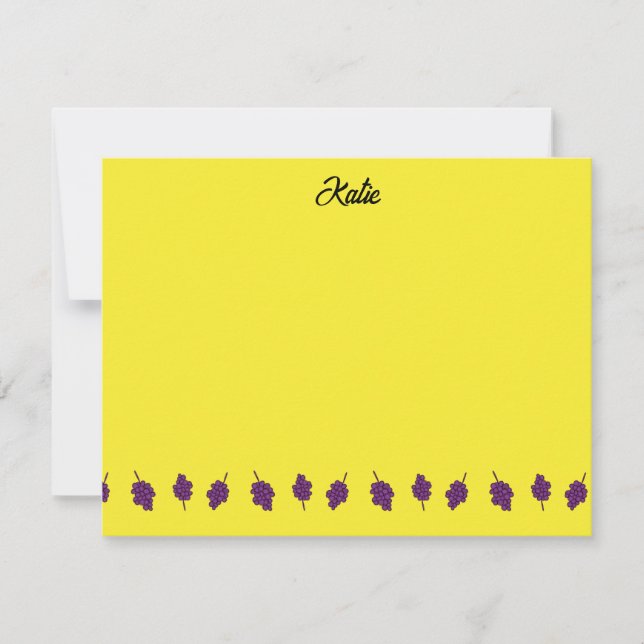 Purple grapes personalised yellow card (Front)