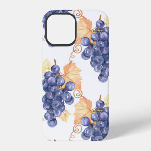 Purple grapes seamless pattern on white isolated b iPhone 12 case