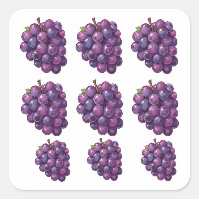 Purple Grapes Square Sticker (Front)