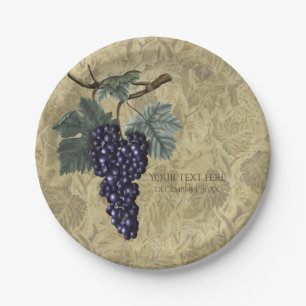 Purple Grapes Vineyard Wedding Bridal Party Paper Plate