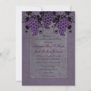 Purple Grapes Vintage Wedding Rehearsal Dinner Invitation