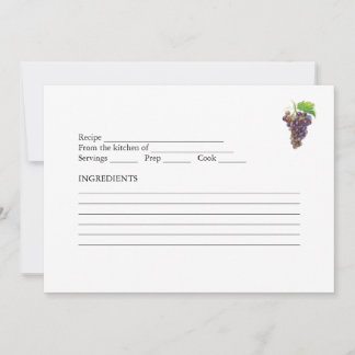 Purple Grapes Watercolor Family Recipes