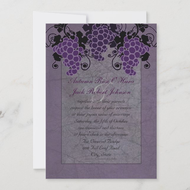 Purple Grapes Wedding Invitations (Front)