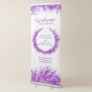 Purple grass splat watercolor art welcome banner