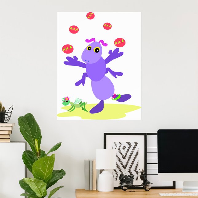 Purple Grasshopper Juggling Fun Creature  Poster (Creator Uploaded)