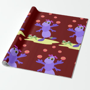 Purple Grasshopper Juggling Fun Creature  Wrapping Paper