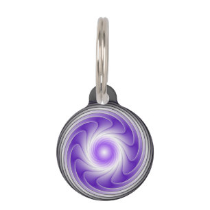 Purple Gray 3D Swirl Modern Abstract Fractal Art Pet Tag