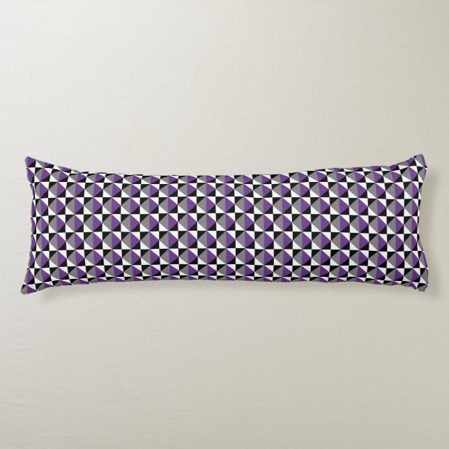 Purple, Gray, Black and White Square and Diamond Body Cushion (Front)