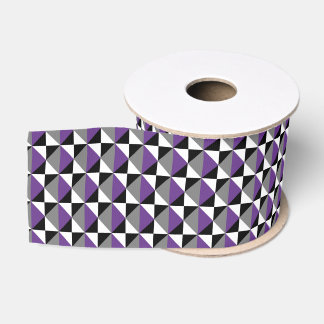 Purple, Gray, Black and White Square and Diamond Grosgrain Ribbon