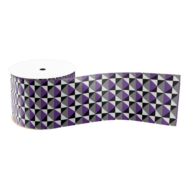 Purple, Gray, Black and White Square and Diamond Grosgrain Ribbon (Spool)