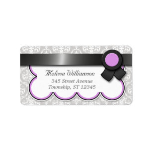 Purple & Gray Damask Personalized Address Labels