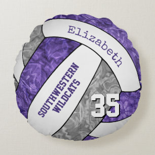 purple gray girls volleyball team colors gifts round cushion