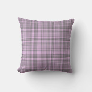 Purple Gray Plaid Pattern Cushion