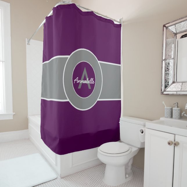 Purple Gray Shower Curtain (In Situ)
