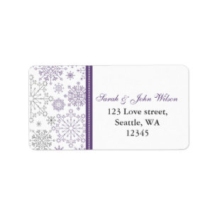 purple gray snowflake mod return address label