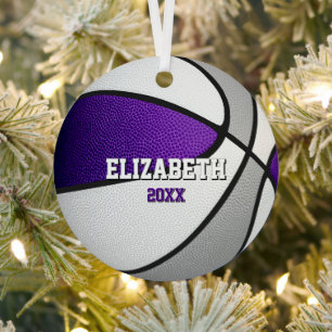 purple gray sports team colors basketball metal or metal tree decoration