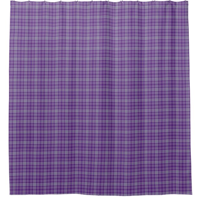 Purple Gray Tartan Plaid Shower Curtain (Front)