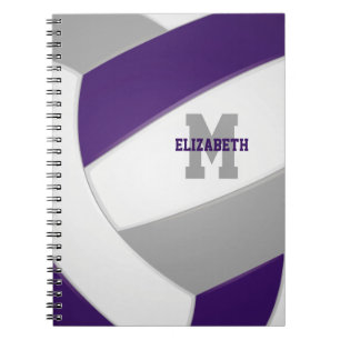 purple gray team colors girls boys volleyball notebook
