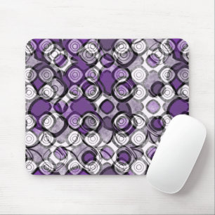 Purple Gray White Abstract Black Circles Mouse Mat