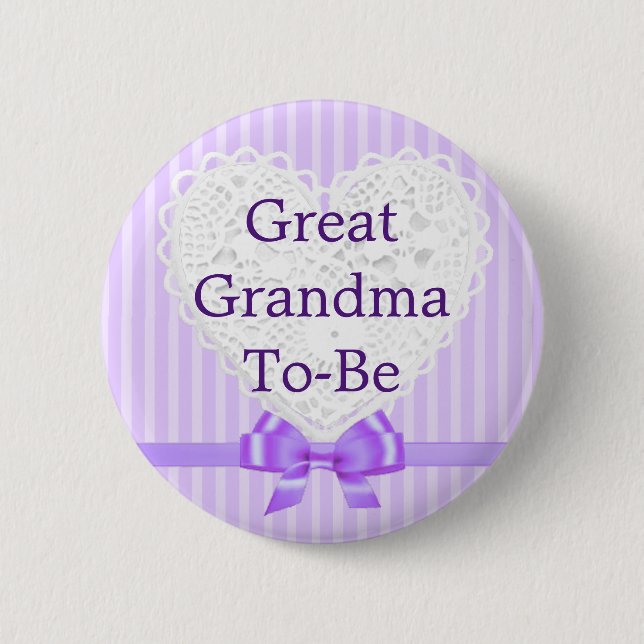 Purple Great Grandma to be Baby Shower Button (Front)