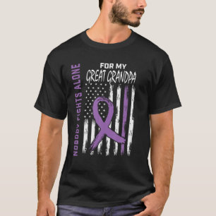 Purple Great Grandpa Alzheimers Awareness USA Flag T-Shirt