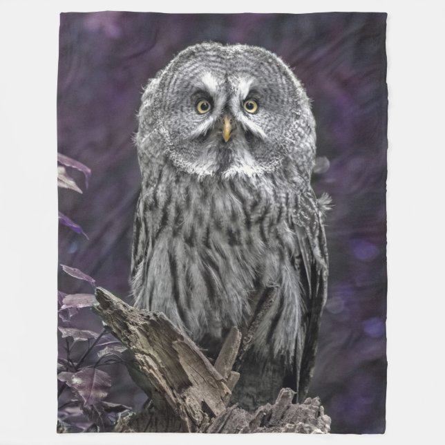 Purple Great Grey Owl Blanket (Front)