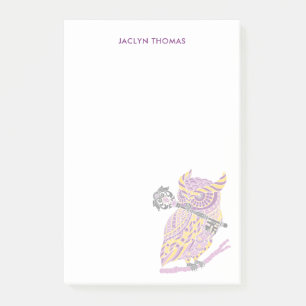 Purple Great Horned Owl Personalised Post-it Notes