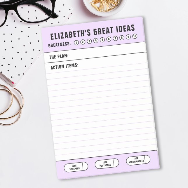 Purple Great Ideas To Do List Post-it Notes (A fun great Ideas to do list notepad, makes a cute gift for a friend.)