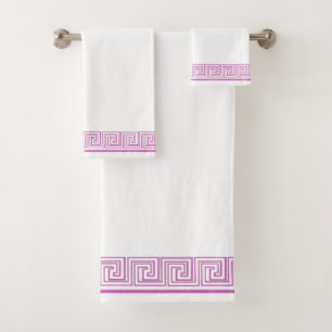 Purple Grecian Frieze Design Bath Towel Set
