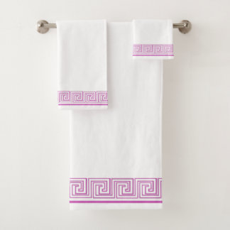 Purple Grecian Frieze Design Bath Towel Set