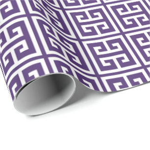 Purple Greek Key Pattern Wrapping Paper