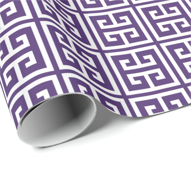 Purple Greek Key Pattern Wrapping Paper (Roll Corner)