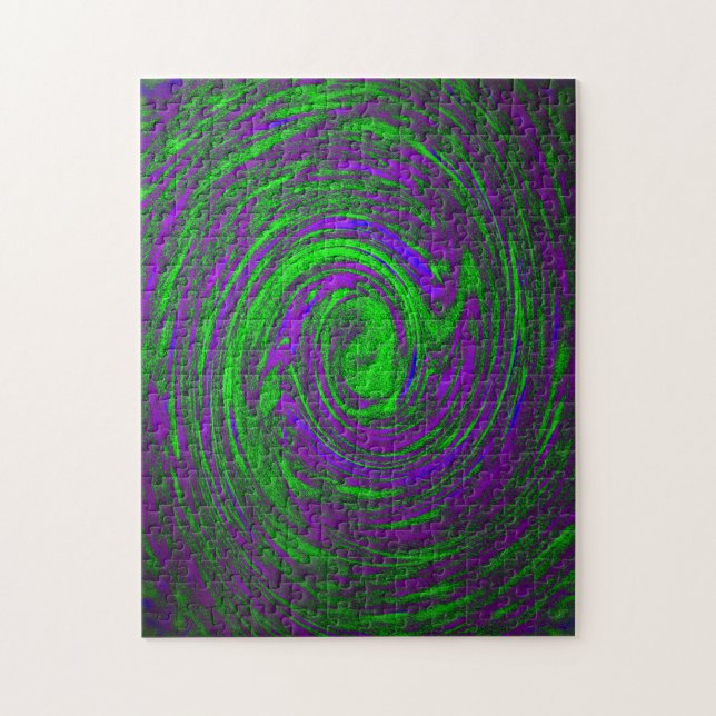 Purple Green Abstract Art Coping With Isolation Jigsaw Puzzle (Vertical)
