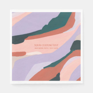 Purple & Green Abstract Art Painting Custom Text   Napkin