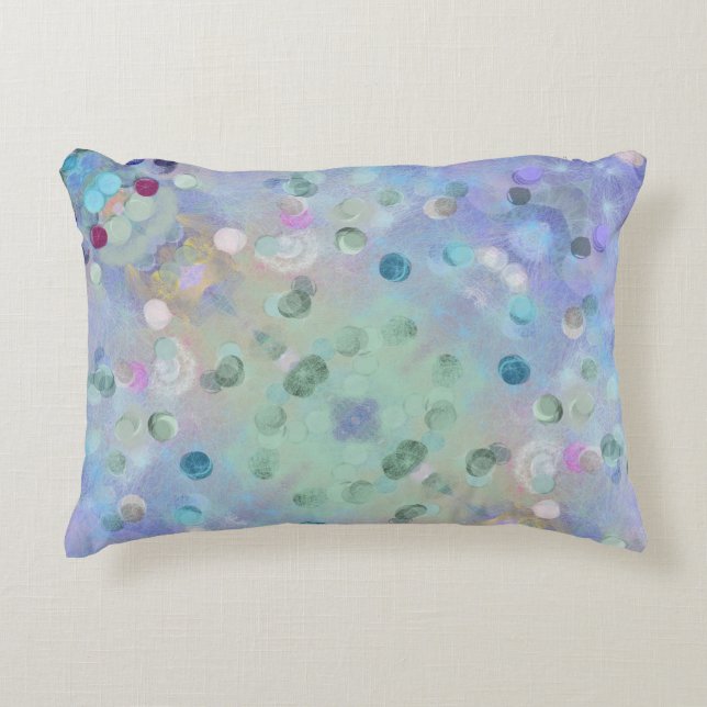 Purple, Green Abstract Circles Decorative Cushion (Front)