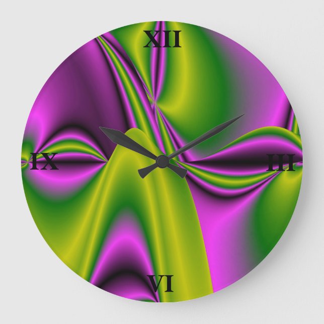purple green abstract Rainbow-Art Large Clock (Front)