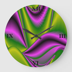 purple green abstract Rainbow-Art Large Clock