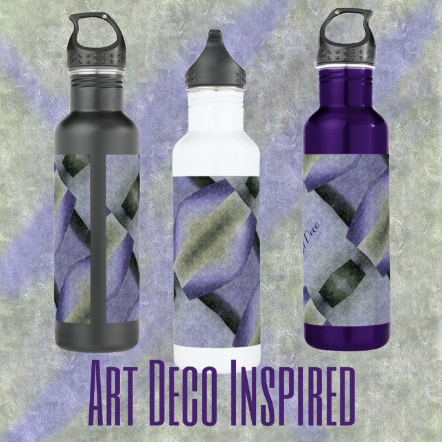 Purple Green and Black Art Deco Abstract 710 Ml Water Bottle (Creator Uploaded)